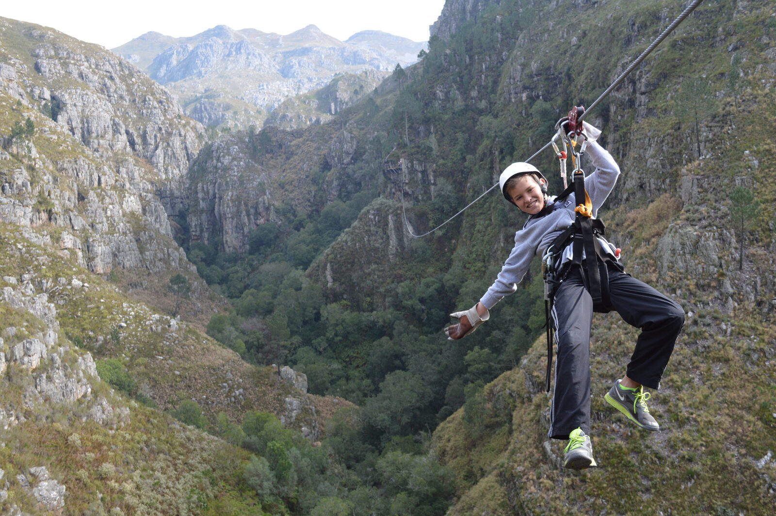 Children on a Cape Canopy Tour zipline adventure in the mountains